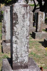 柳樹屯上陸前に（１８９５年４月２１日）大連湾で亡くなった兵士の墓碑